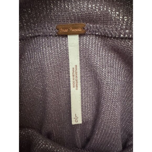 Free People Metallic Shimmer Glam Dolman TurtleNeck Sweater Top Purple Size L - Picture 7 of 8